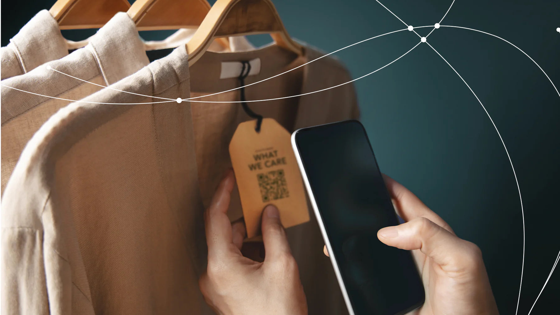 Smartphone scanning a clothing tag